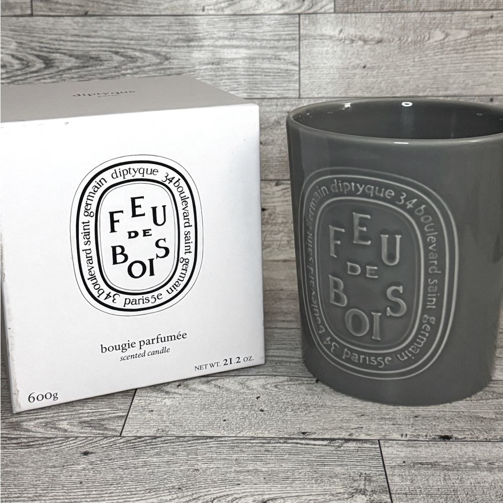 Diptyque Empty Large Glass Candle Jar Feu de Bois